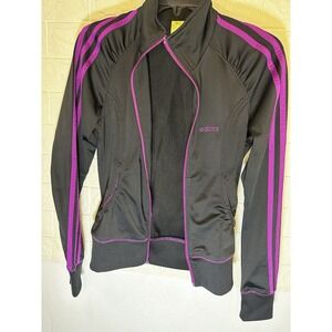 NEW Adidas Long Sleeve Full Zip Track Jacket Lightweight Black‎ Pink Girls M 10